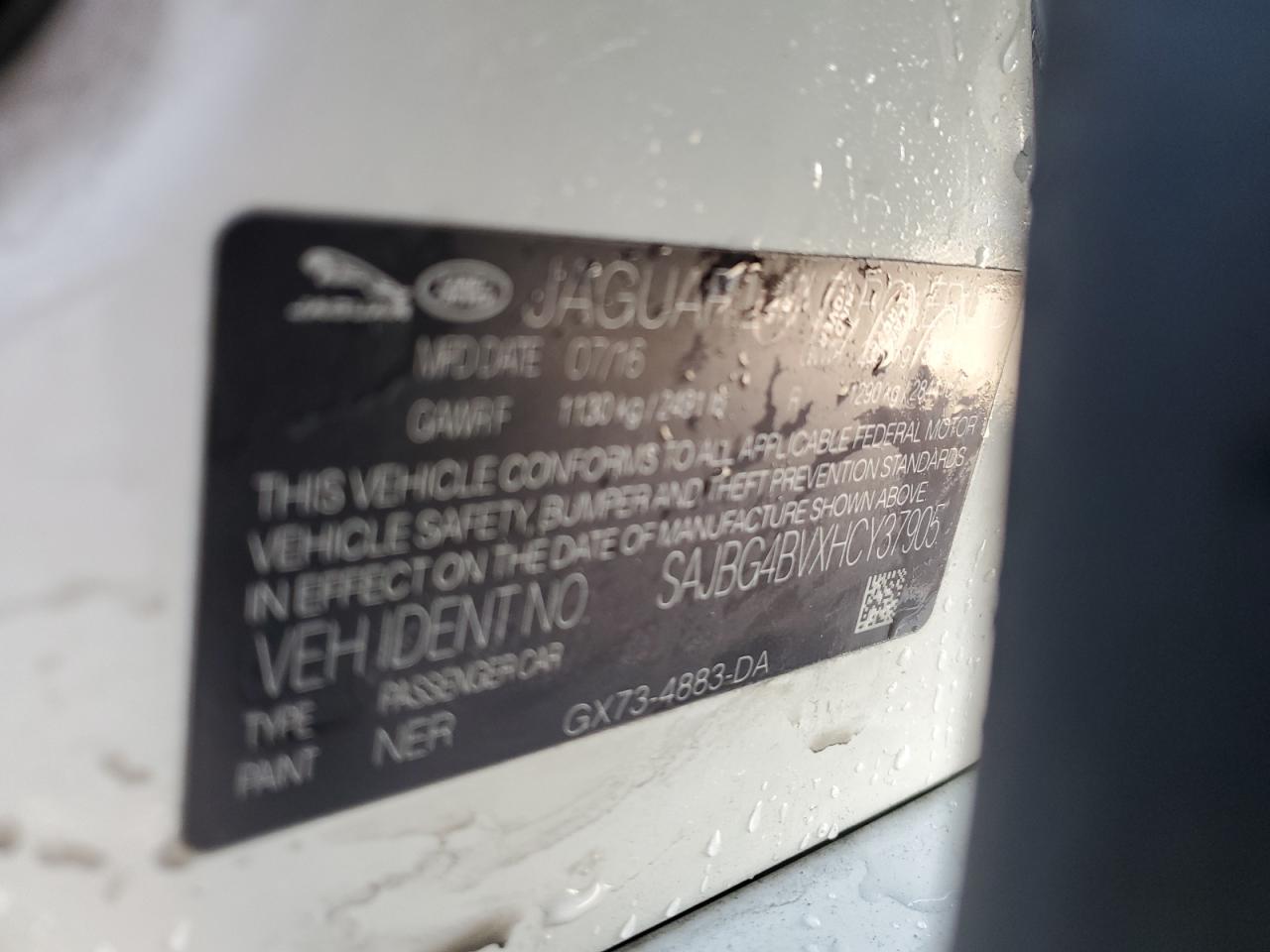 2017 Jaguar Xf S VIN: SAJBG4BVXHCY37905 Lot: 92475495