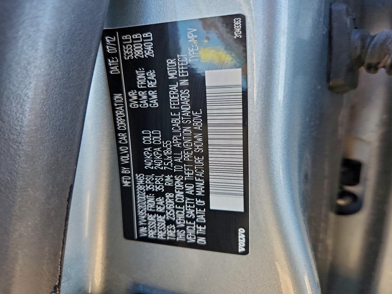 2013 Volvo Xc60 3.2 VIN: YV4952DZ0D2381465 Lot: 93760695