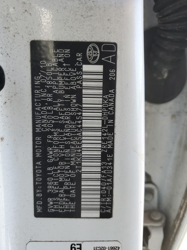 2010 Toyota Corolla Matrix VIN: 2T1KU4EE5AC445477 Lot: 90738625