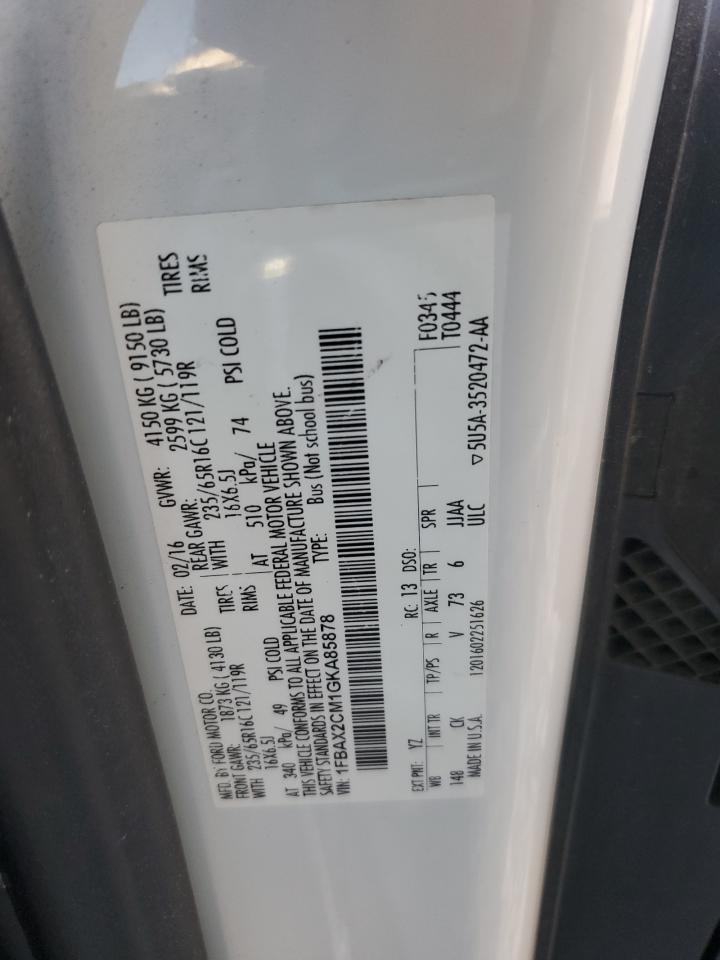 2016 Ford Transit T-350 VIN: 1FBAX2CM1GKA85878 Lot: 92047625