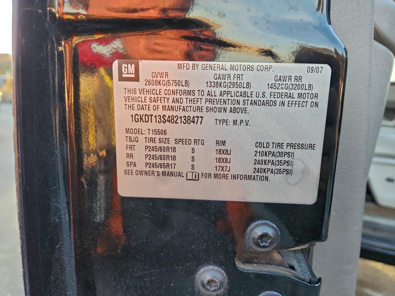 2008 GMC Envoy VIN: 1GKDT13S482138477 Lot: 94380325