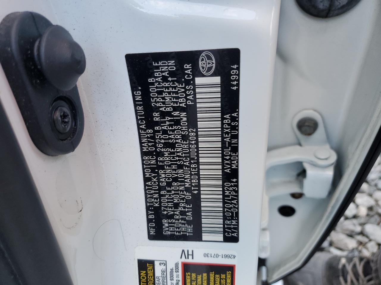 2018 Toyota Avalon Hybrid VIN: 4T1BD1EB1JU064082 Lot: 82748275