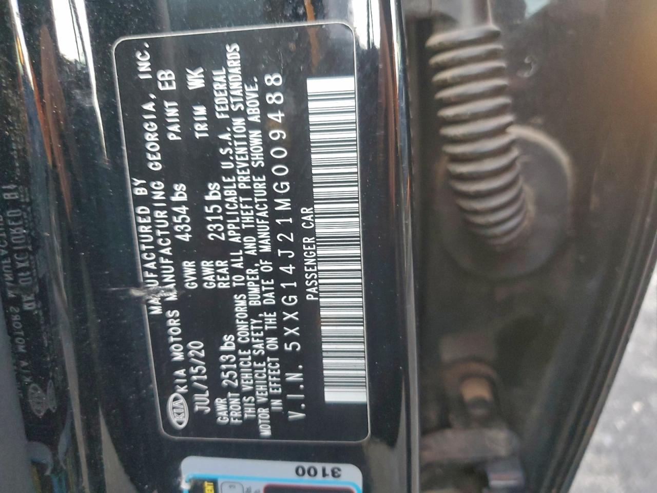 2021 Kia K5 Lxs VIN: 5XXG14J21MG009488 Lot: 93935735