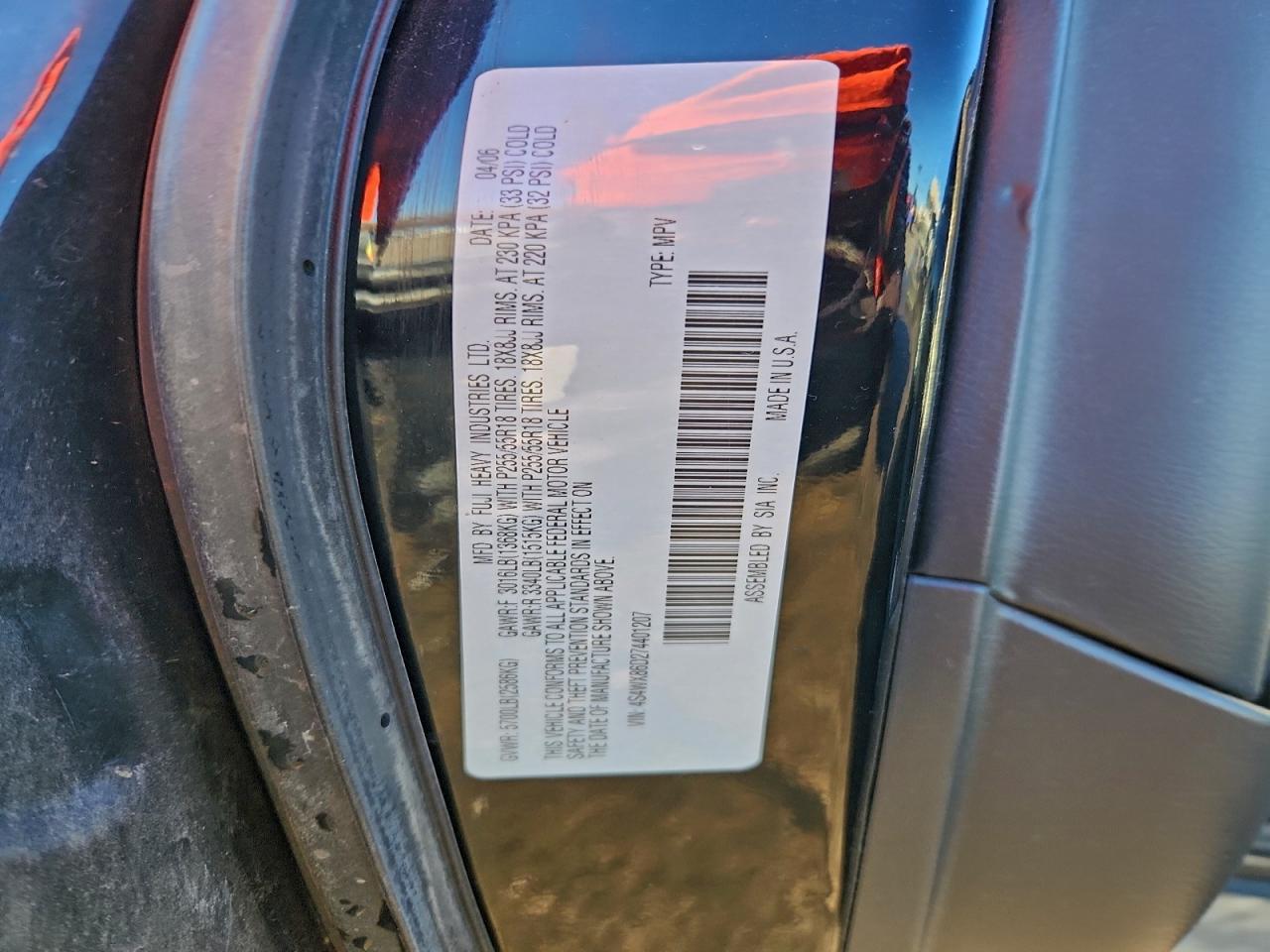 2007 Subaru B9 Tribeca 3.0 H6 VIN: 4S4WX86D274401207 Lot: 92738035