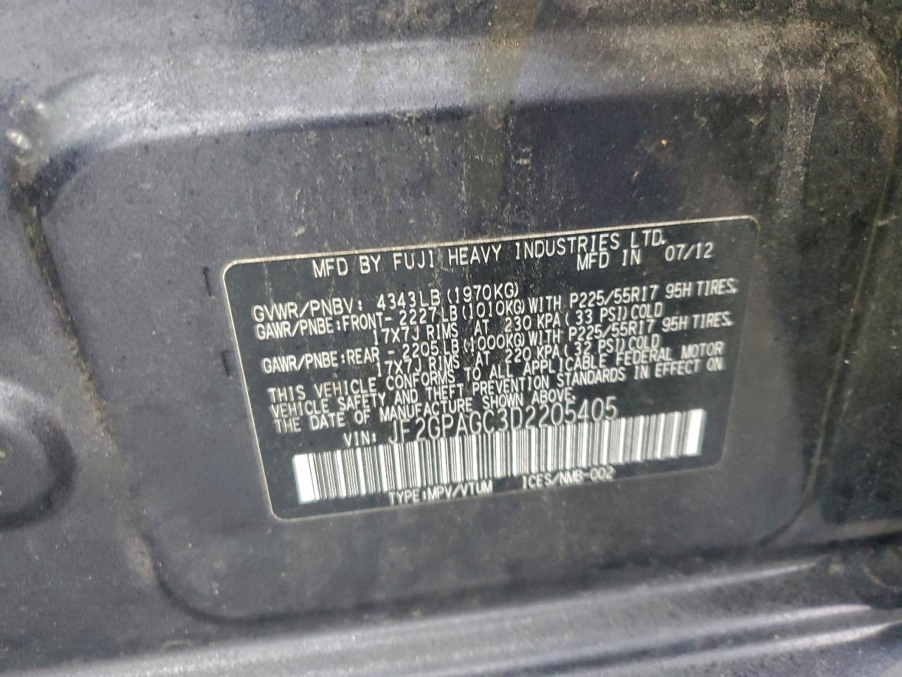 2013 Subaru Xv Crosstrek 2.0 Limited VIN: JF2GPAGC3D2205405 Lot: 94559495