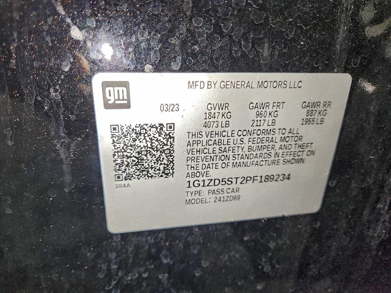 2023 Chevrolet Malibu Lt VIN: 1G1ZD5ST2PF189234 Lot: 94026725