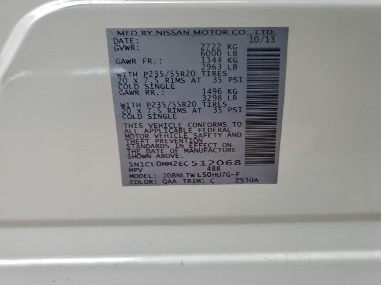 2014 Infiniti Qx60 Hybrid VIN: 5N1CL0MM2EC512068 Lot: 94355775