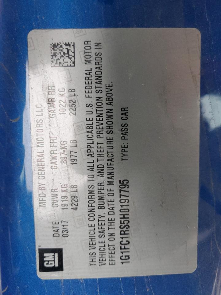 2017 Chevrolet Camaro Lt VIN: 1G1FC1RS5H0197795 Lot: 92405795