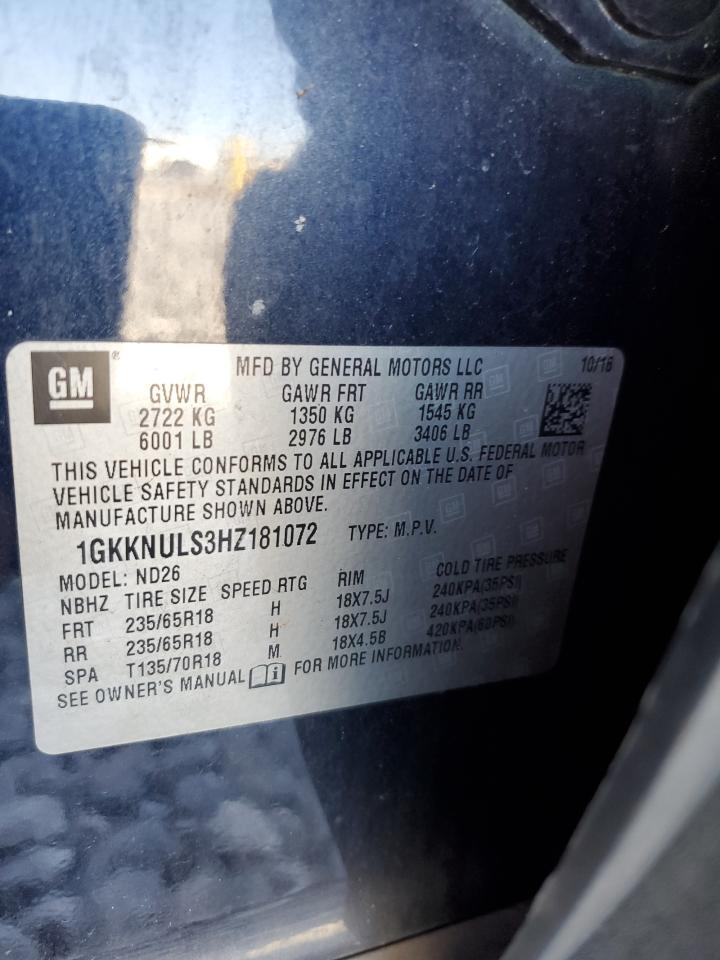 2017 GMC Acadia Slt-1 VIN: 1GKKNULS3HZ181072 Lot: 92687815