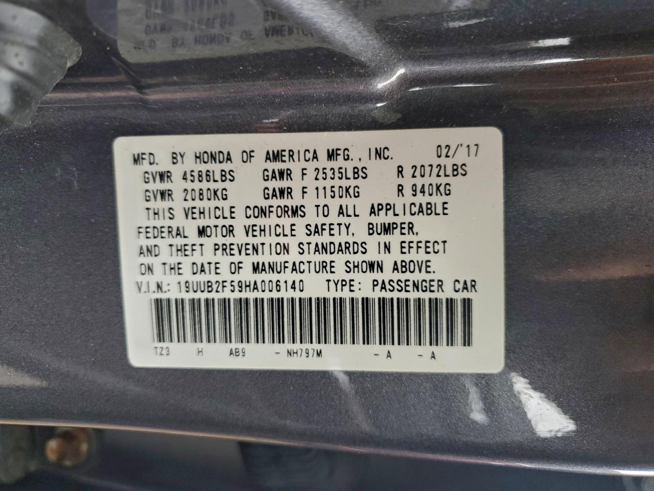 2017 Acura Tlx Tech VIN: 19UUB2F59HA006140 Lot: 94109605