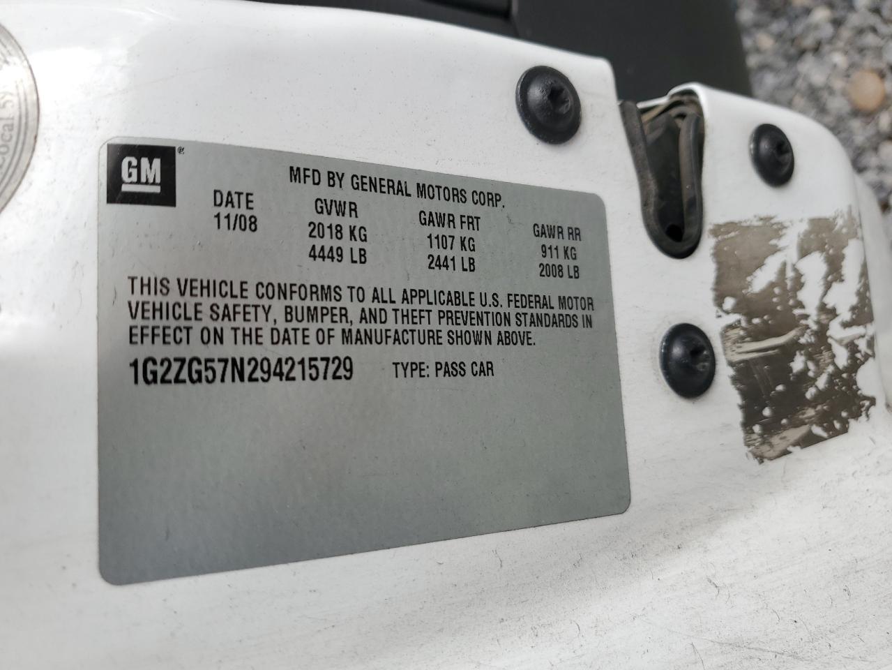 2009 Pontiac G6 VIN: 1G2ZG57N294215729 Lot: 93528875