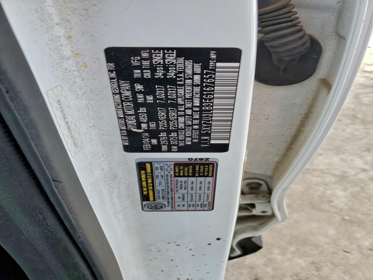 2014 Hyundai Santa Fe Sport VIN: 5XYZU3LB3EG167657 Lot: 94570675