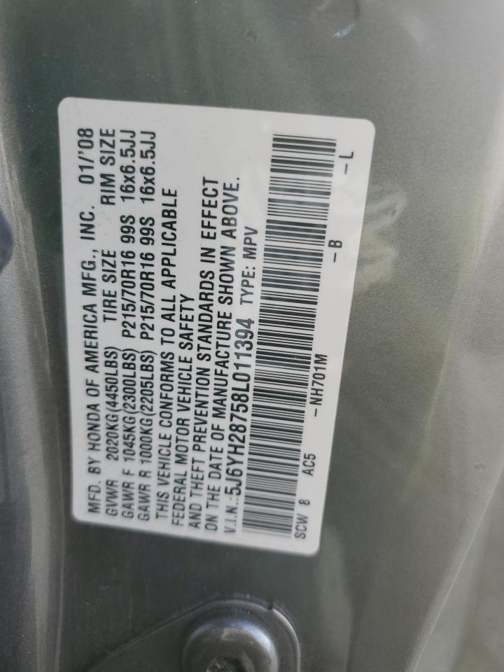 2008 Honda Element Ex VIN: 5J6YH28758L011394 Lot: 92923475