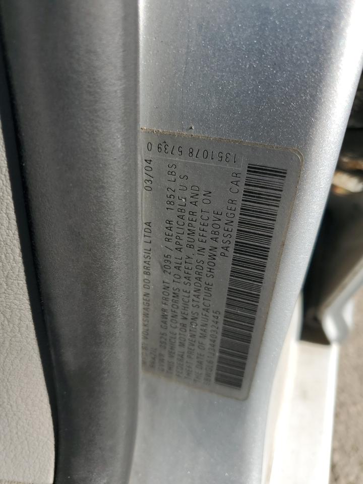 2004 Volkswagen Golf Gls VIN: 9BWGL61J344032445 Lot: 92429605