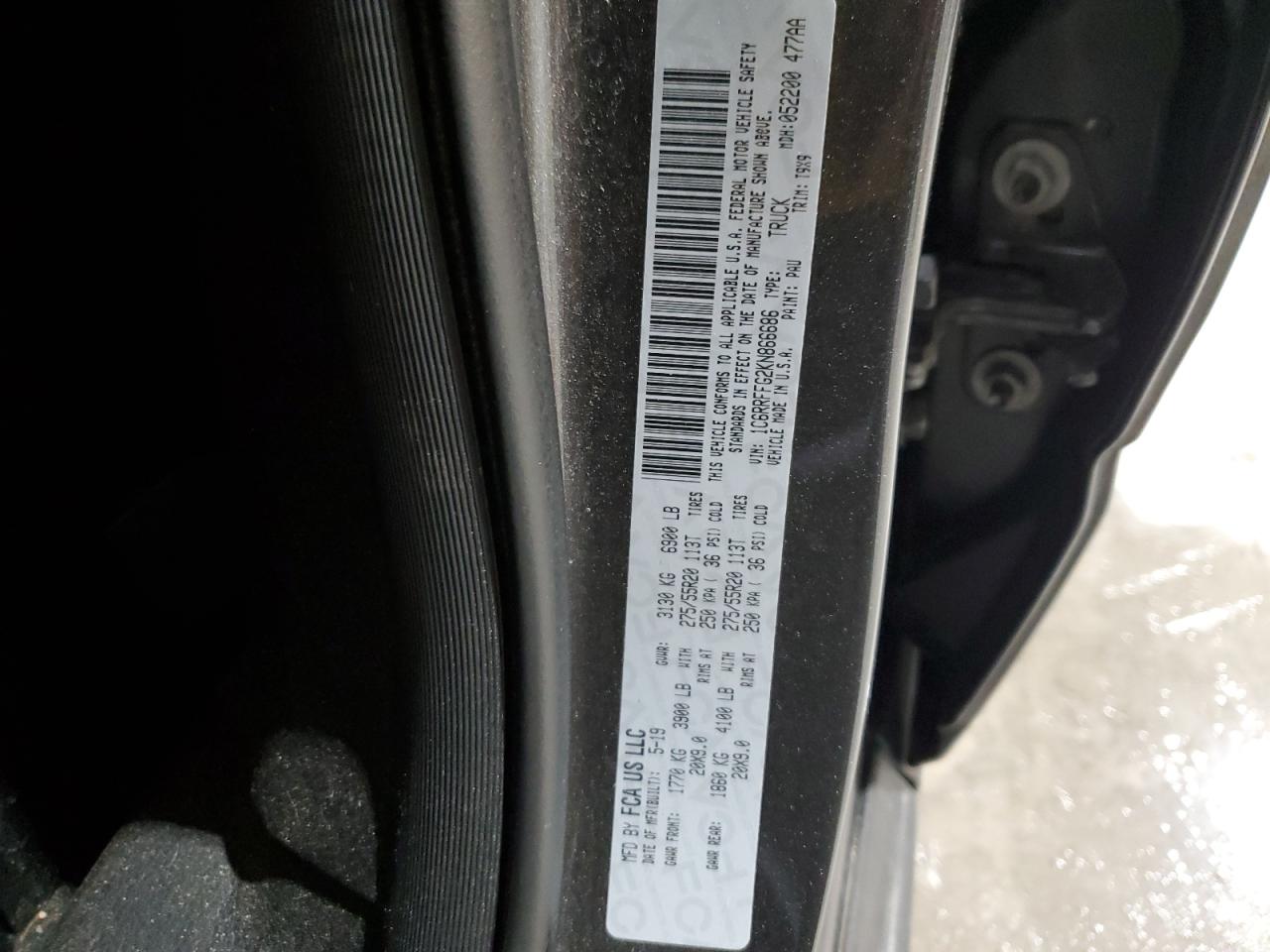 2019 Ram 1500 Big Horn/Lone Star VIN: 1C6RRFFG2KN866686 Lot: 92704145