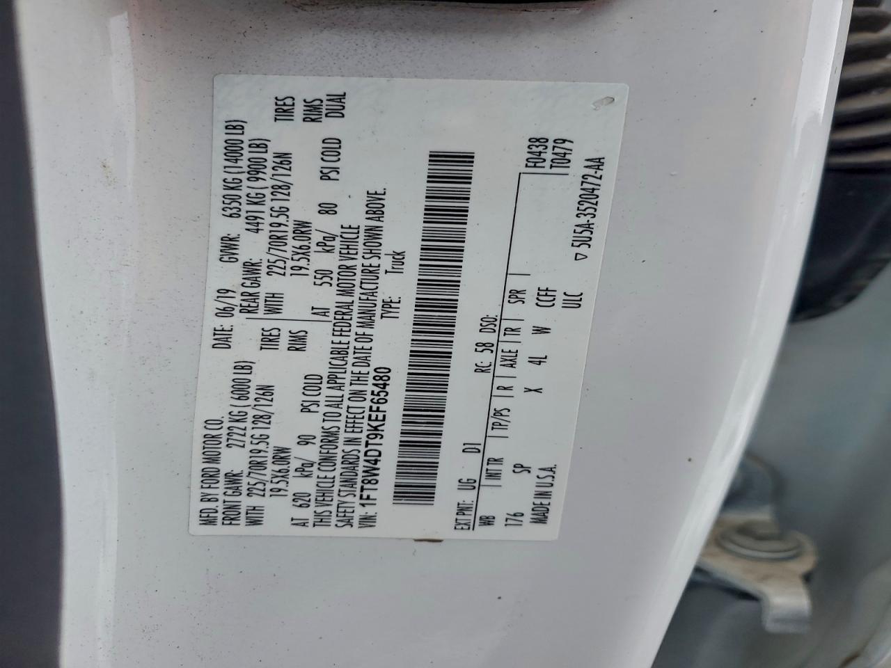 2019 Ford F450 Super Duty VIN: 1FT8W4DT9KEF65480 Lot: 94758395