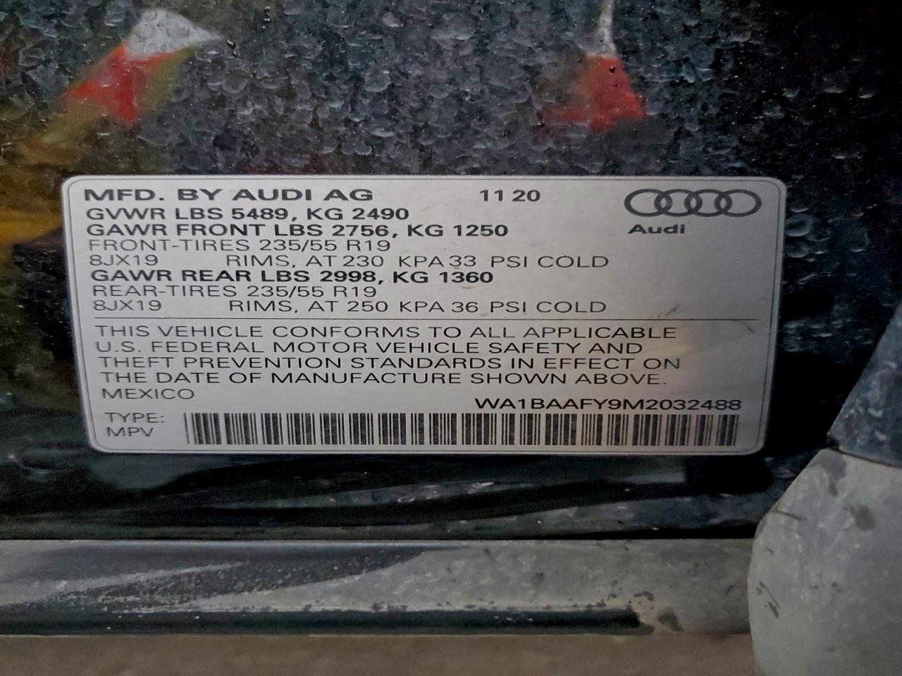 2021 Audi Q5 Premium Plus VIN: WA1BAAFY9M2032488 Lot: 93032185