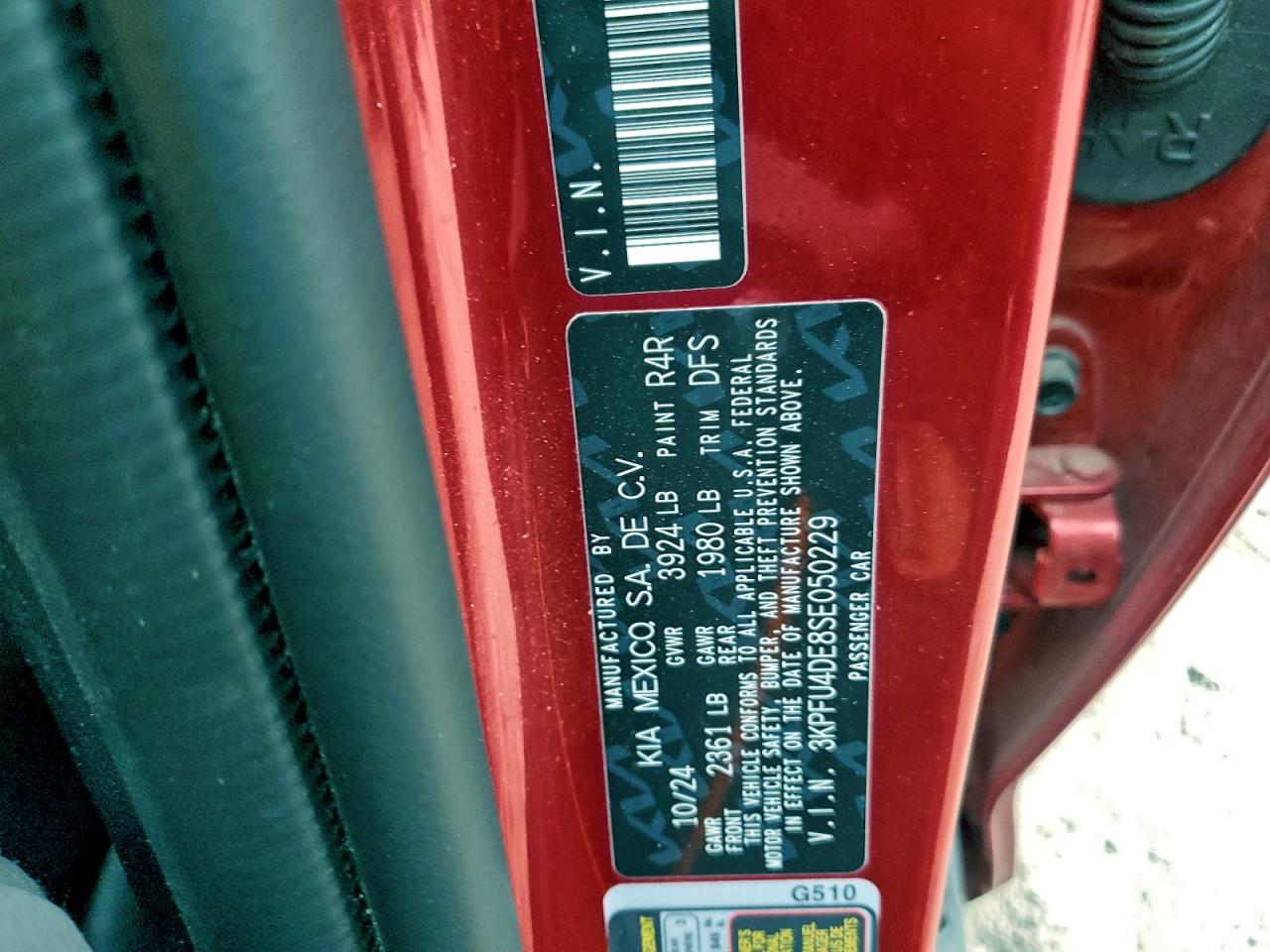 2025 Kia K4 Ex VIN: 3KPFU4DE8SE050229 Lot: 93461955