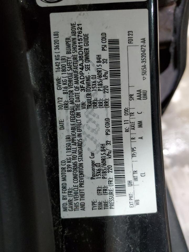 2013 Ford Fiesta S VIN: 3FADP4AJ8DM157621 Lot: 93279145