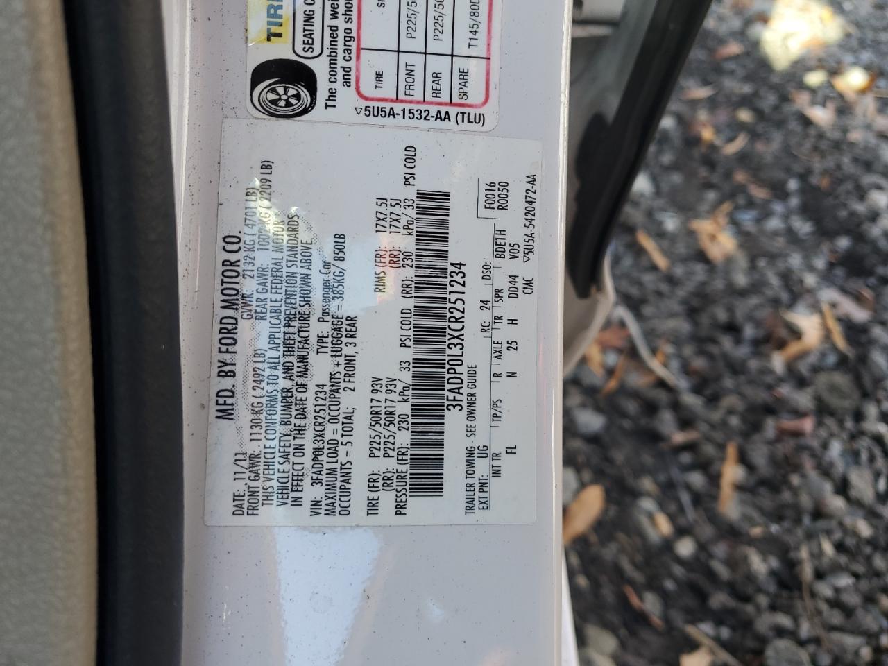 2012 Ford Fusion Hybrid VIN: 3FADP0L3XCR251234 Lot: 91115445