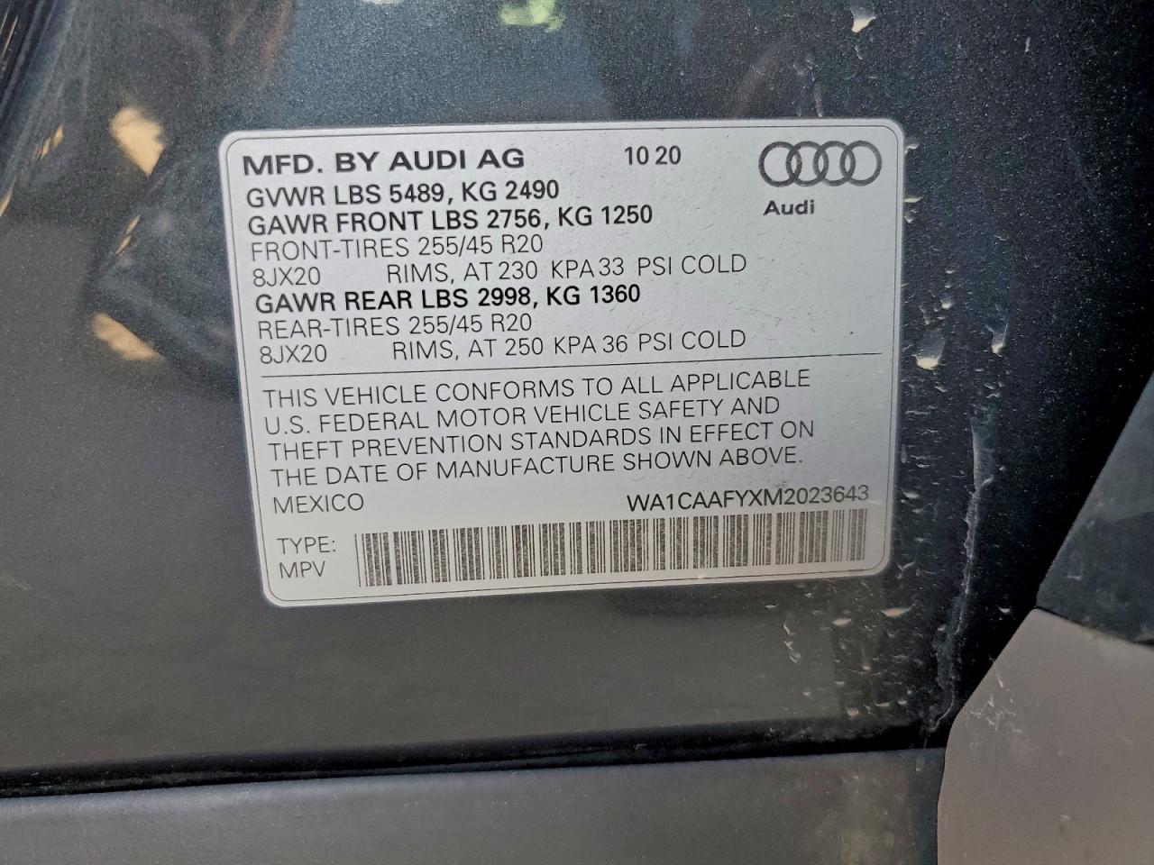 2021 Audi Q5 Prestige VIN: WA1CAAFYXM2023643 Lot: 92515535