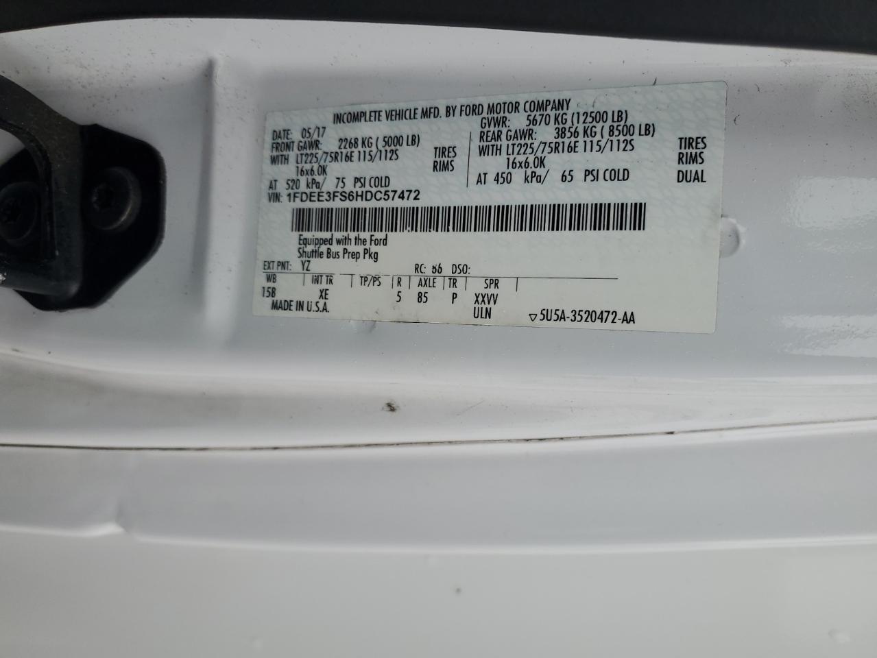 2017 Ford Econoline - Bus VIN: 1FDEE3FS6HDC57472 Lot: 91451375