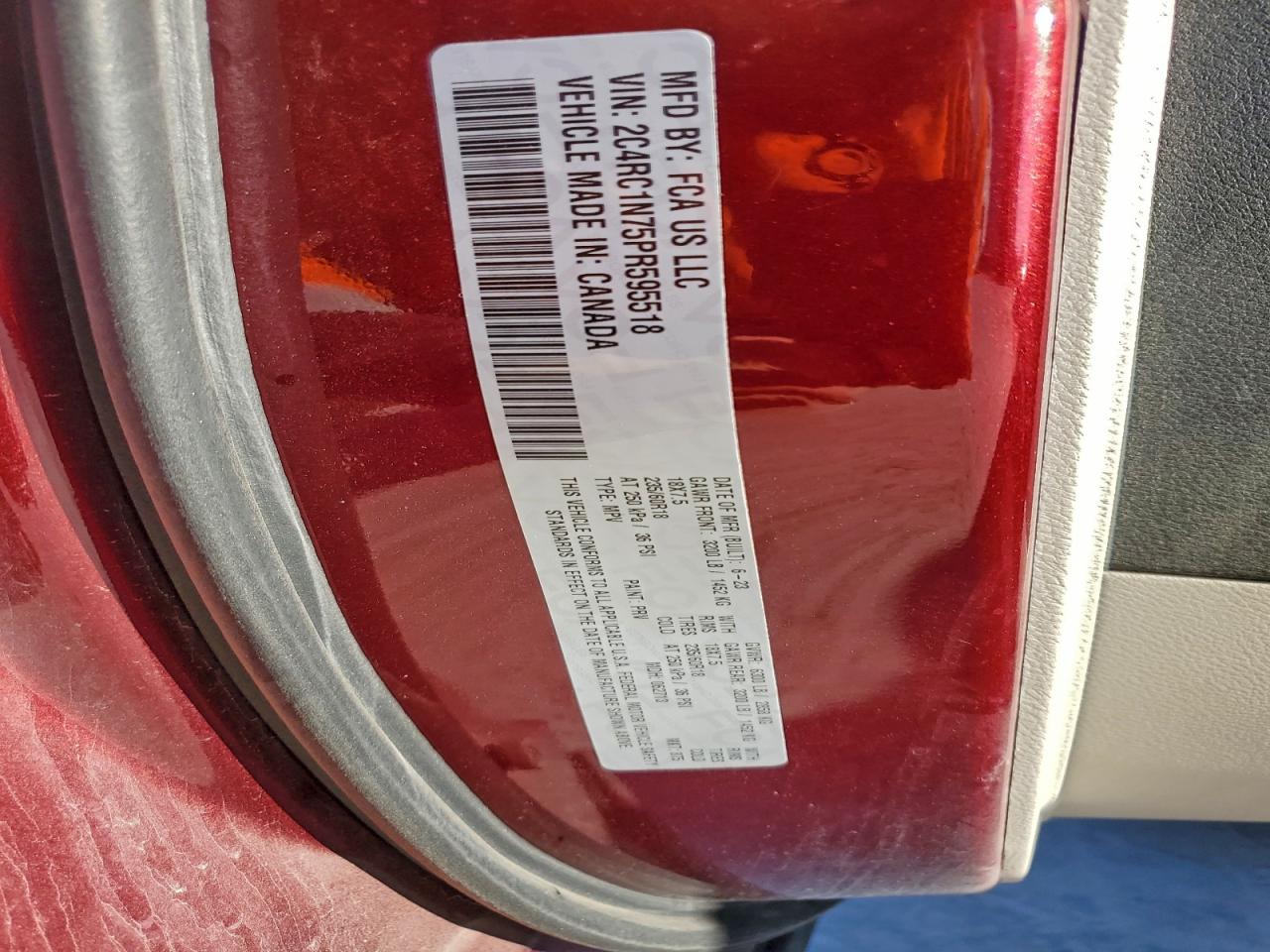 2017 Chrysler Pacifica Touring L VIN: 2C4RC1BG3HR583258 Lot: 93838695