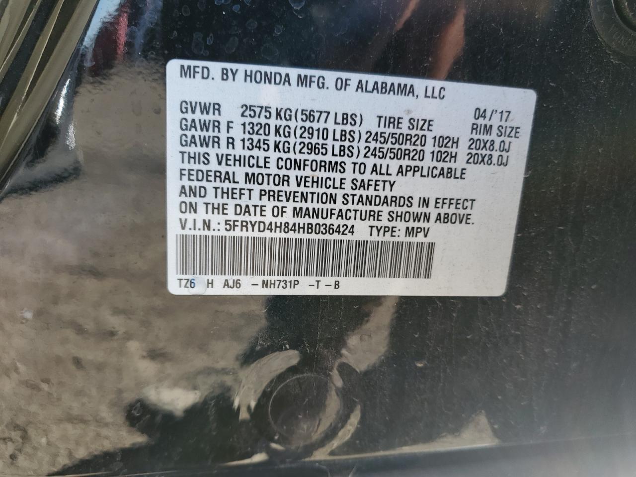 2017 Acura Mdx Advance VIN: 5FRYD4H84HB036424 Lot: 89723675