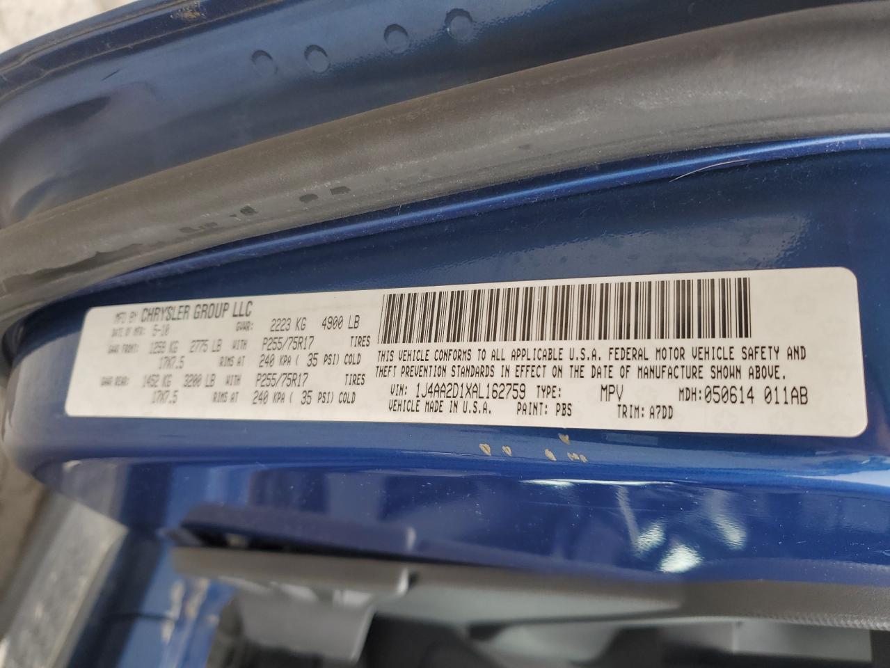 2010 Jeep Wrangler Sport VIN: 1J4AA2D1XAL162759 Lot: 93319565