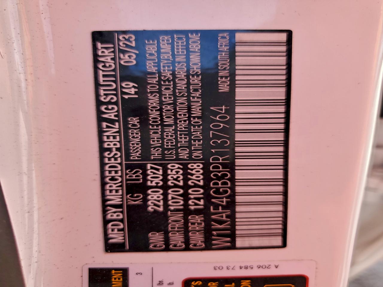 2023 Mercedes-Benz C 300 VIN: W1KAF4GB3PR137964 Lot: 94551015