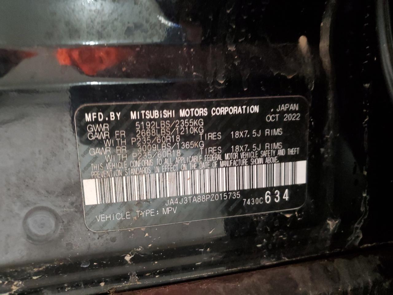 2023 Mitsubishi Outlander Es VIN: JA4J3TA88PZ015735 Lot: 93139355