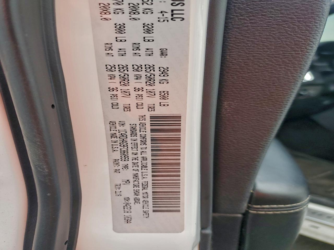 2015 Dodge Durango Sxt VIN: 1C4RDHAG9FC860959 Lot: 94575815