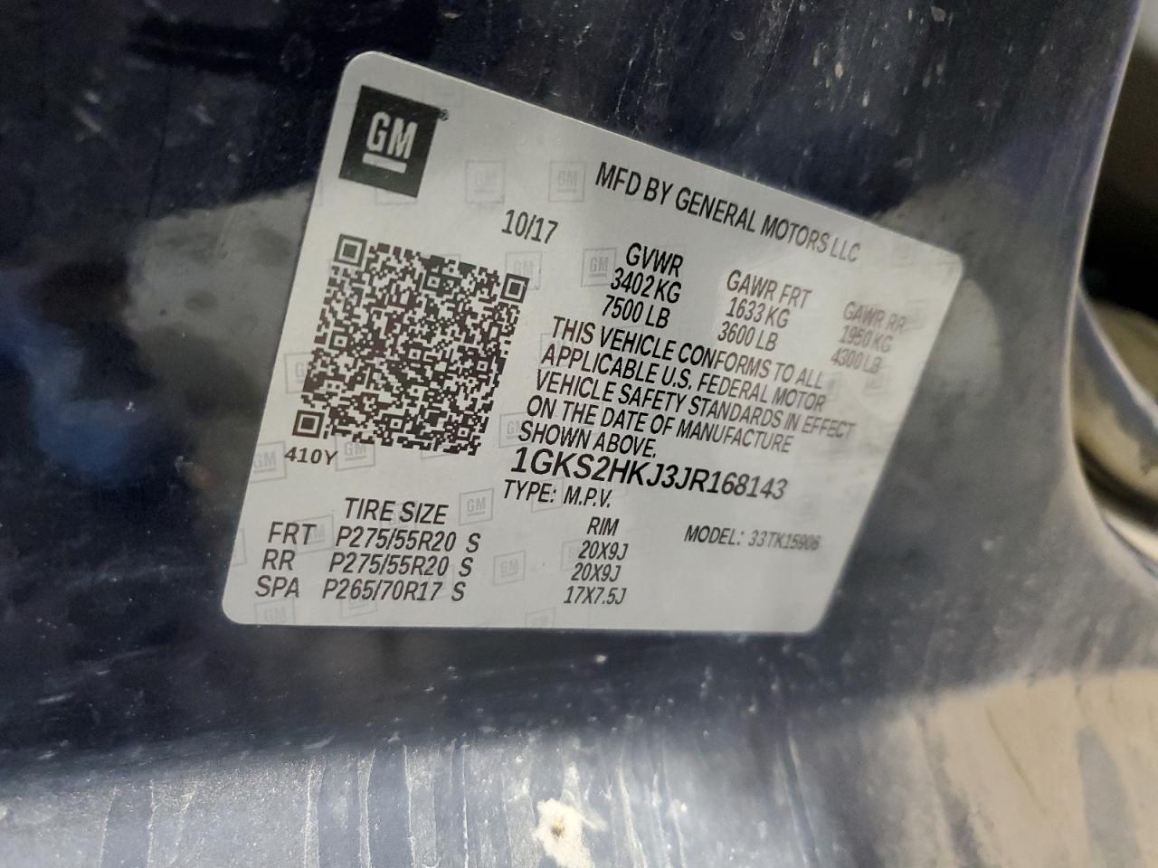 2018 GMC Yukon Xl Denali VIN: 1GKS2HKJ3JR168143 Lot: 90238485