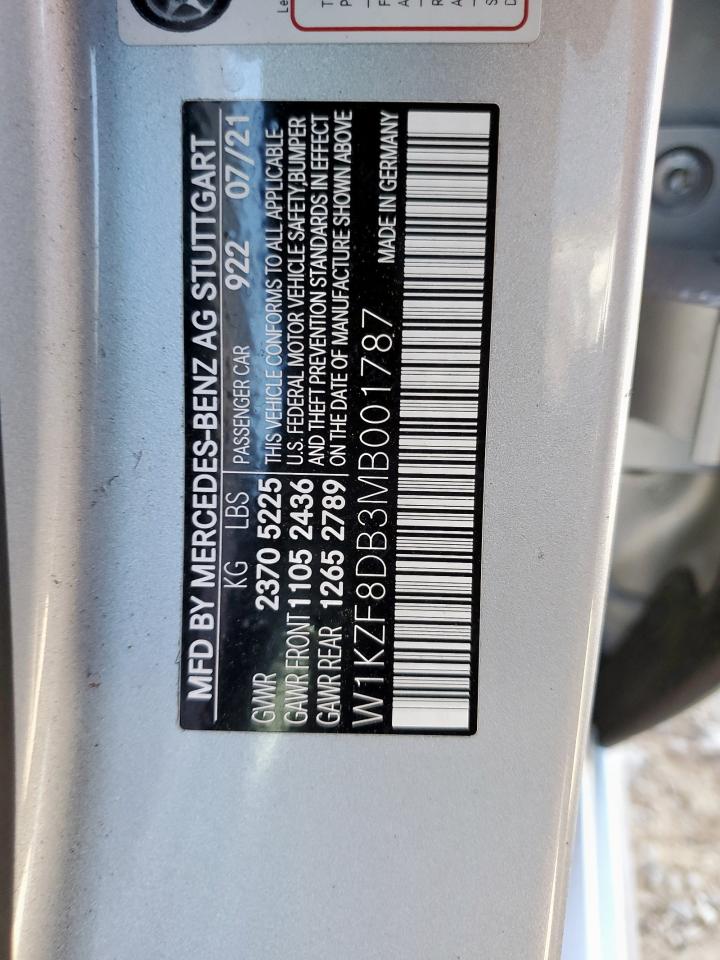 2021 Mercedes-Benz E 350 VIN: W1KZF8DB3MB001787 Lot: 90675545