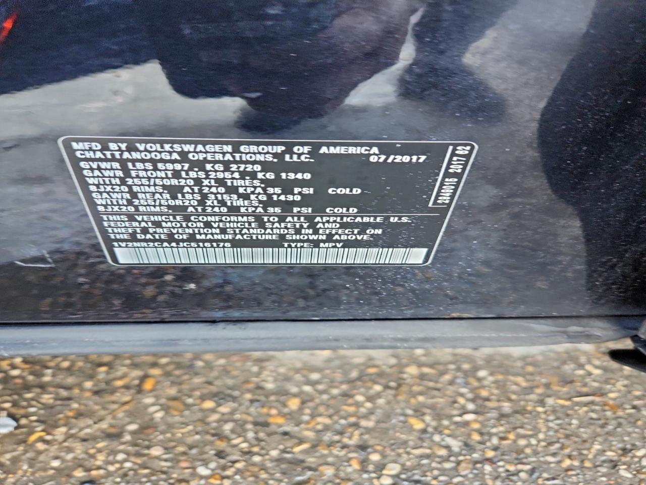 2018 Volkswagen Atlas Sel Premium VIN: 1V2NR2CA4JC516176 Lot: 93760625