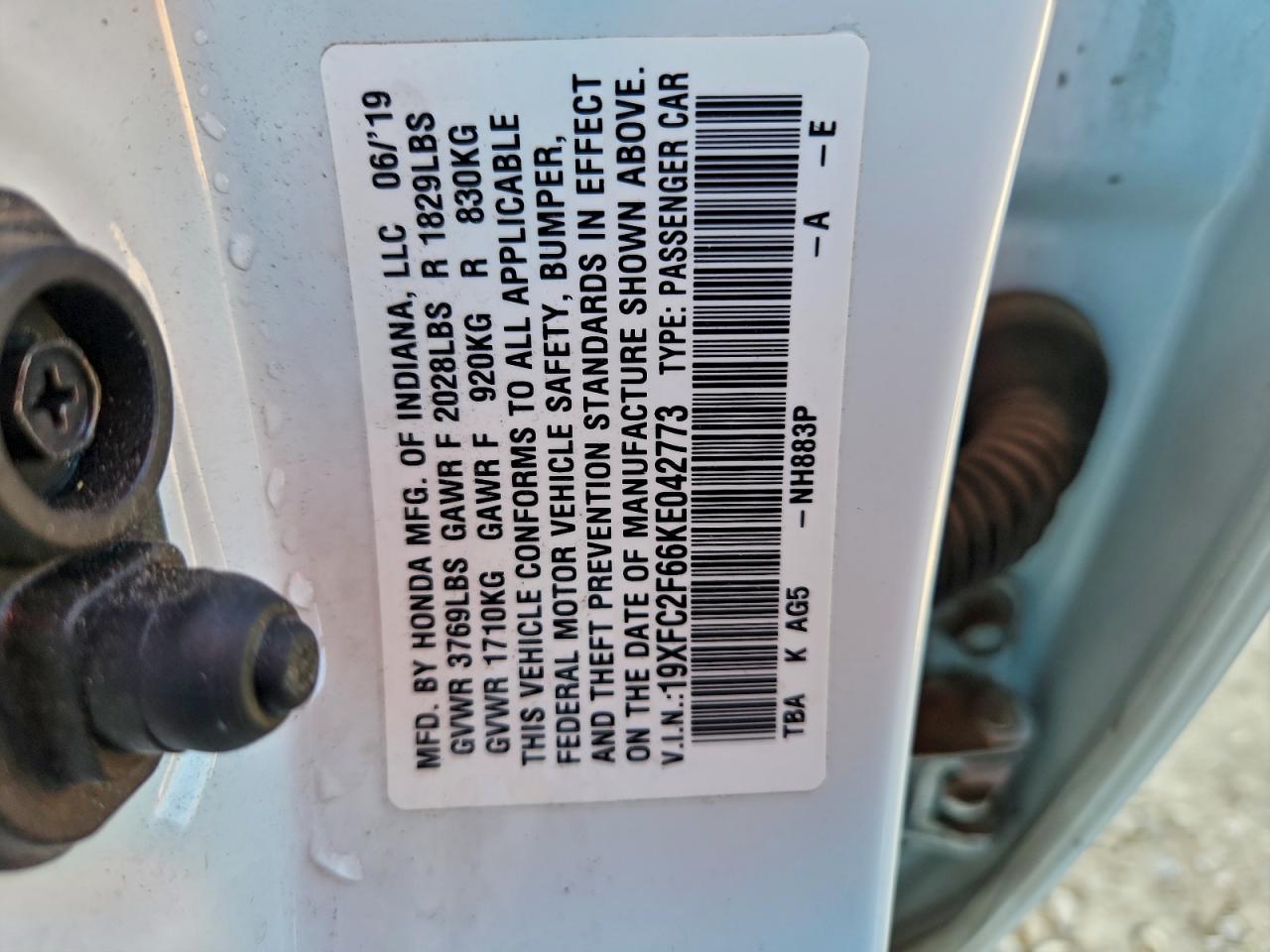 2019 Honda Civic Lx VIN: 19XFC2F66KE042773 Lot: 94175795