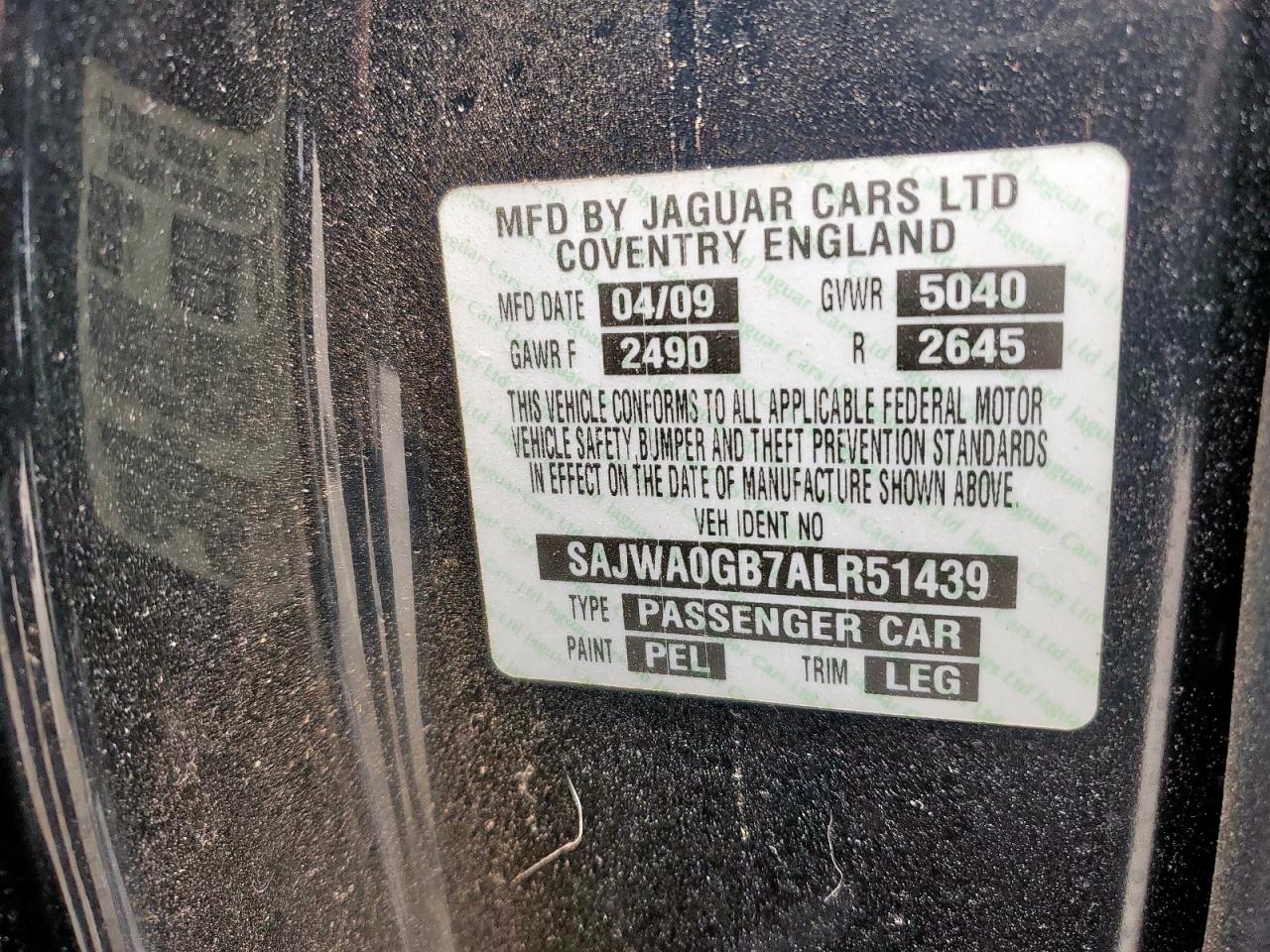 2010 Jaguar Xf Premium VIN: SAJWA0GB7ALR51439 Lot: 93335355