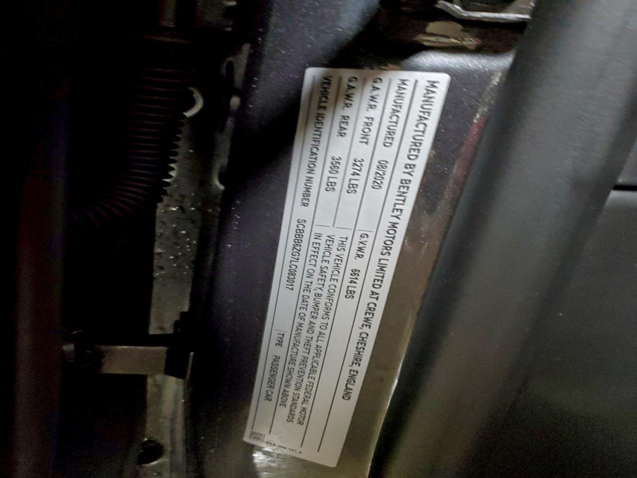 2020 Bentley Flying Spur VIN: SCBBB6ZG7LC083017 Lot: 93712135