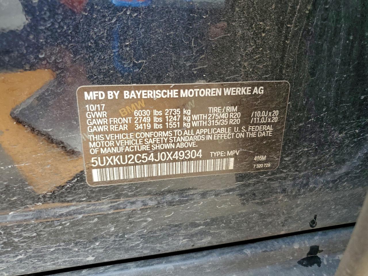 2018 BMW X6 xDrive35I VIN: 5UXKU2C54J0X49304 Lot: 90880275