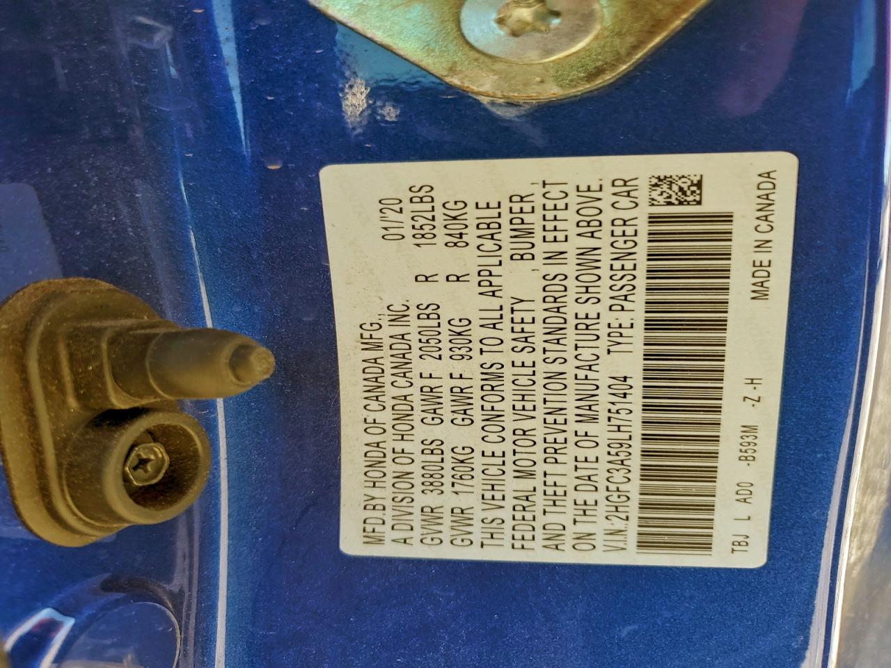 2020 Honda Civic Si VIN: 2HGFC3A59LH751404 Lot: 94379795