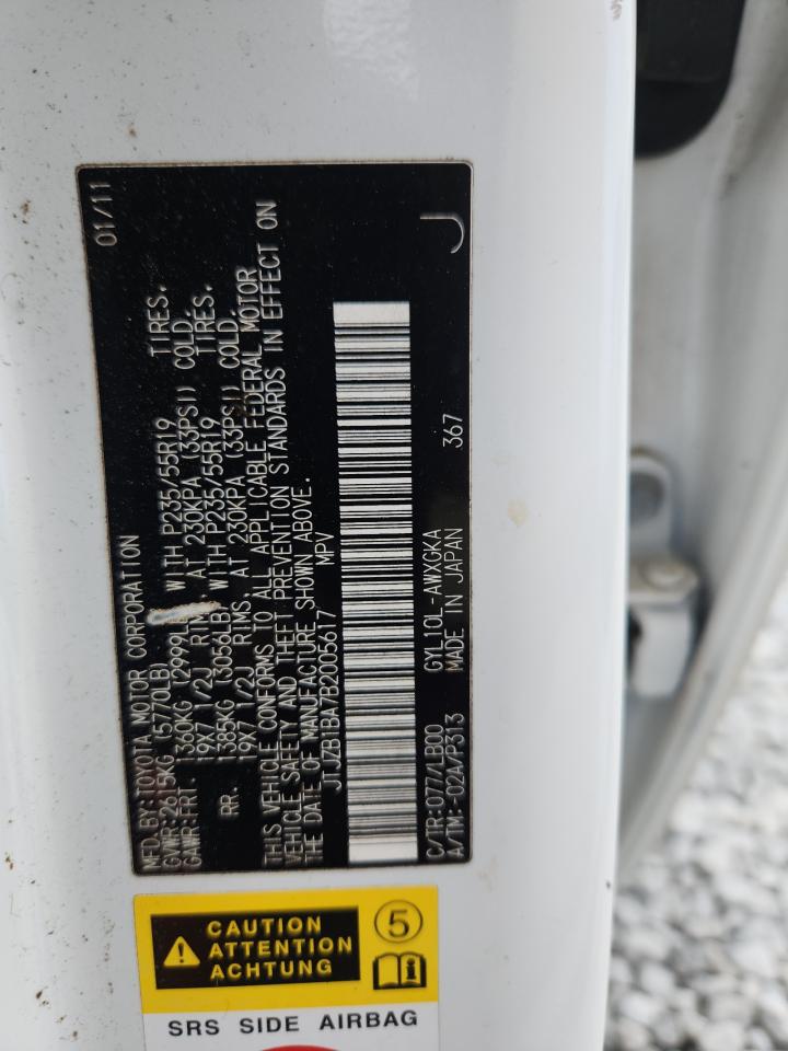 2011 Lexus Rx 450H VIN: JTJZB1BA7B2005617 Lot: 93437535