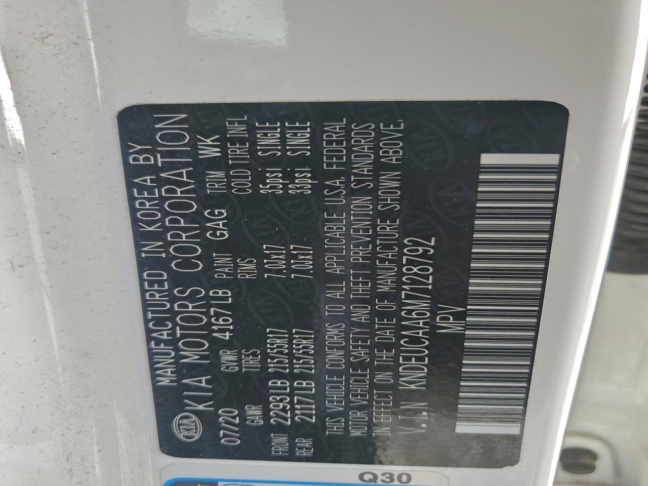 2021 Kia Seltos S VIN: KNDEUCAA6M7128792 Lot: 94801925