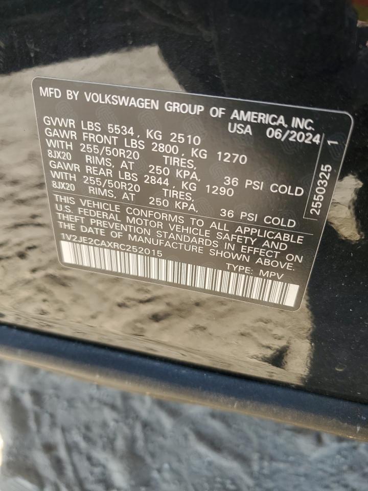 2024 Volkswagen Atlas Cross Sport Se VIN: 1V2JE2CAXRC252015 Lot: 90895555