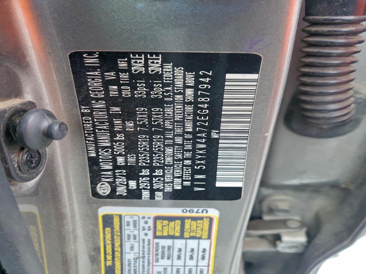 2014 Kia Sorento Sx VIN: 5XYKW4A72EG487942 Lot: 94449085