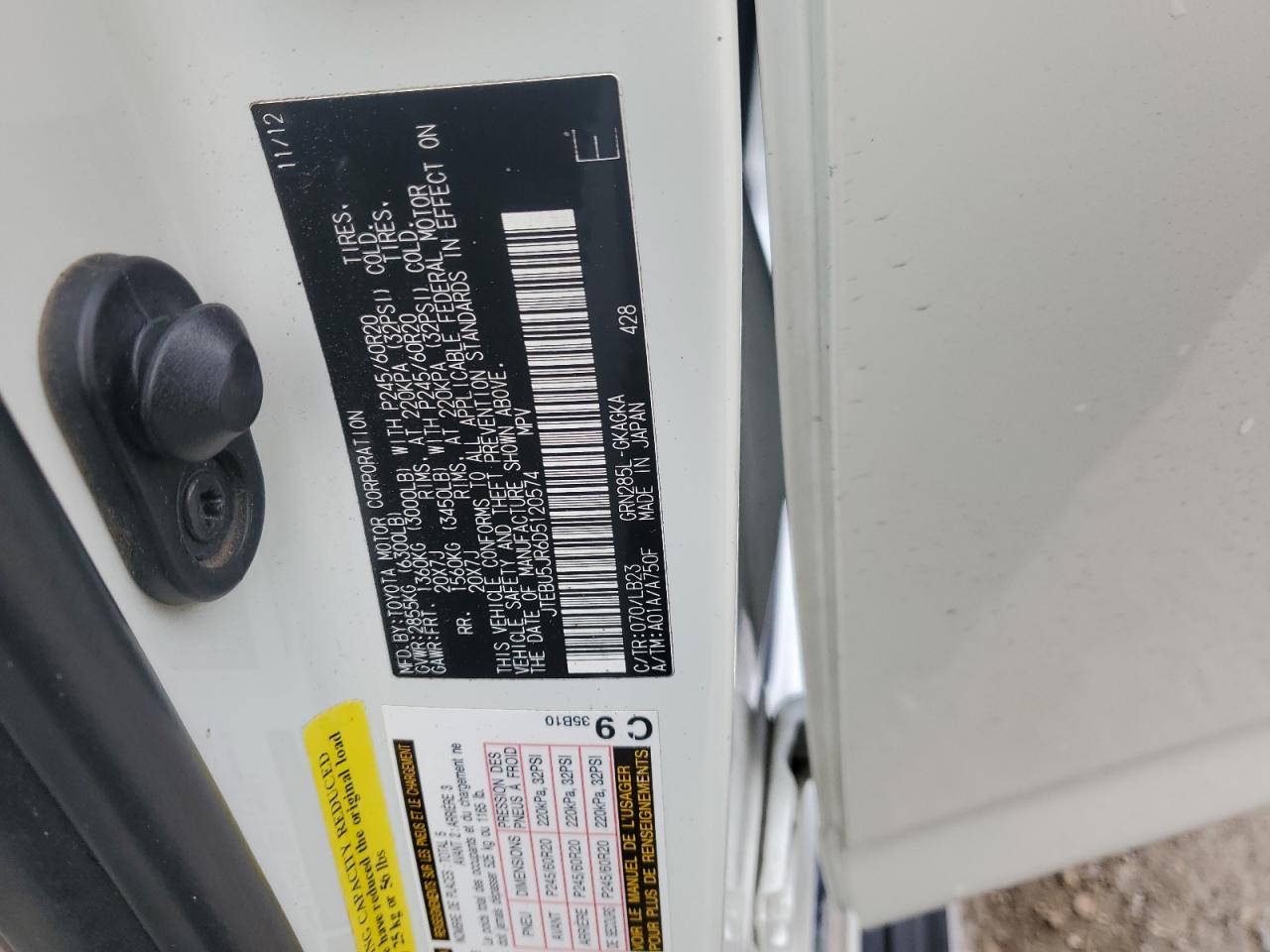 2013 Toyota 4Runner Sr5 VIN: JTEBU5JR6D5120574 Lot: 93718225