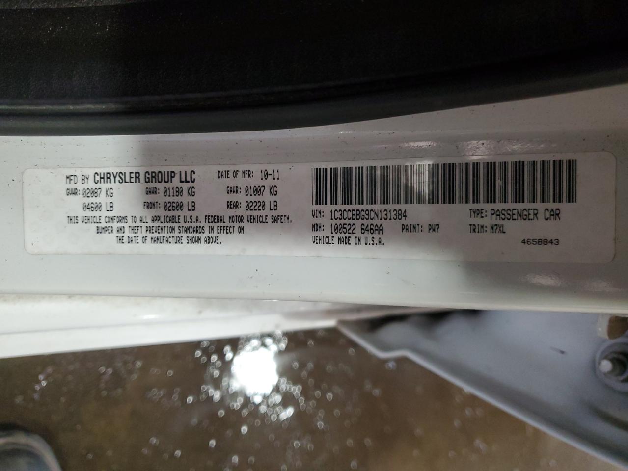 2012 Chrysler 200 Touring VIN: 1C3CCBBG9CN131384 Lot: 93143585