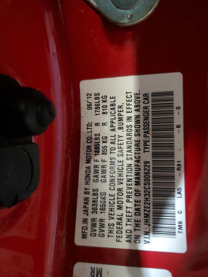 2012 Honda Insight VIN: JHMZE2H32CS006229 Lot: 91907135