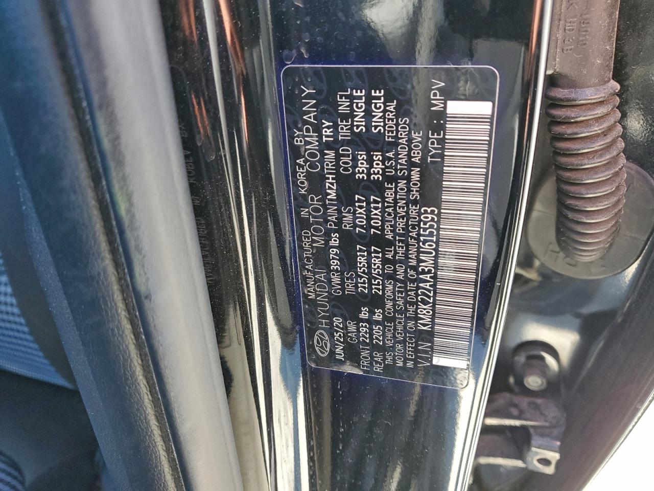 2021 Hyundai Kona Sel VIN: KM8K22AA3MU615593 Lot: 94303155