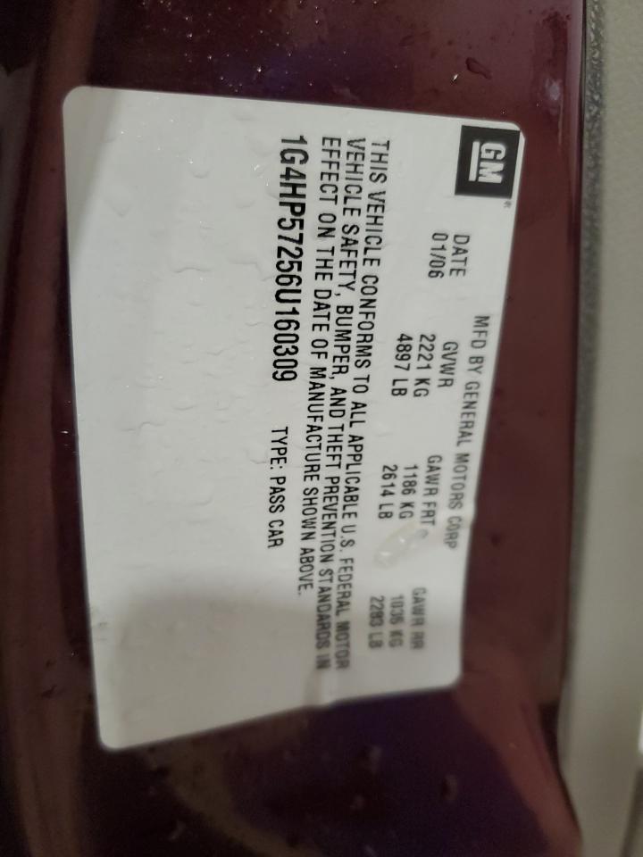 2006 Buick Lucerne Cx VIN: 1G4HP57256U160309 Lot: 93655895