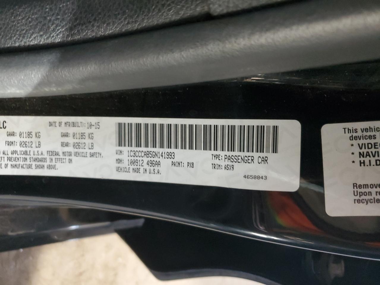 2016 Chrysler 200 Limited VIN: 1C3CCCAB5GN141993 Lot: 91806405